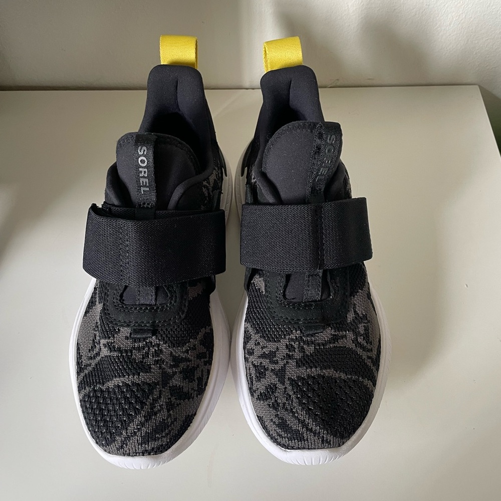 Sorel Kids Black Sneakers with Yellow Accents